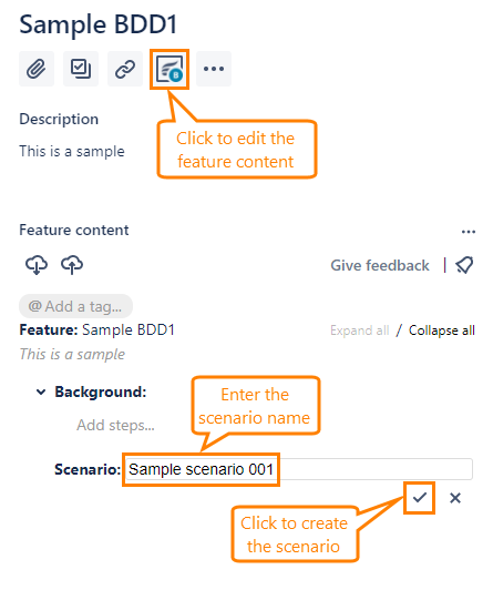 Creating a BDD scenario