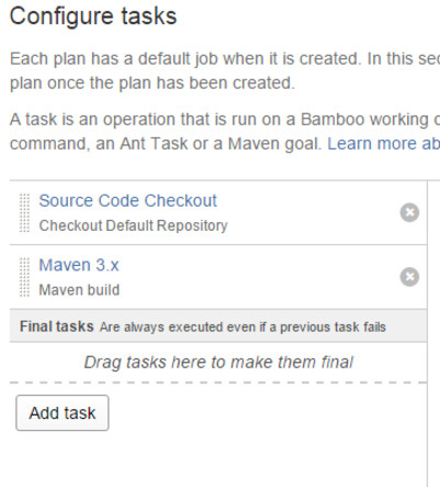 Tasks configuration