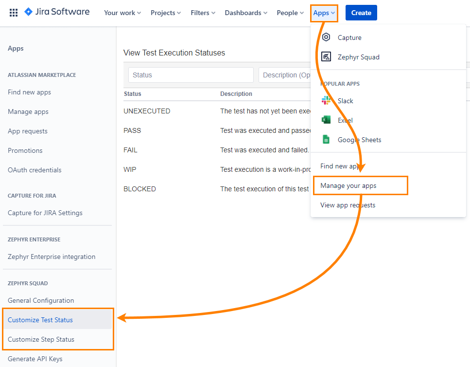 Customize execution status