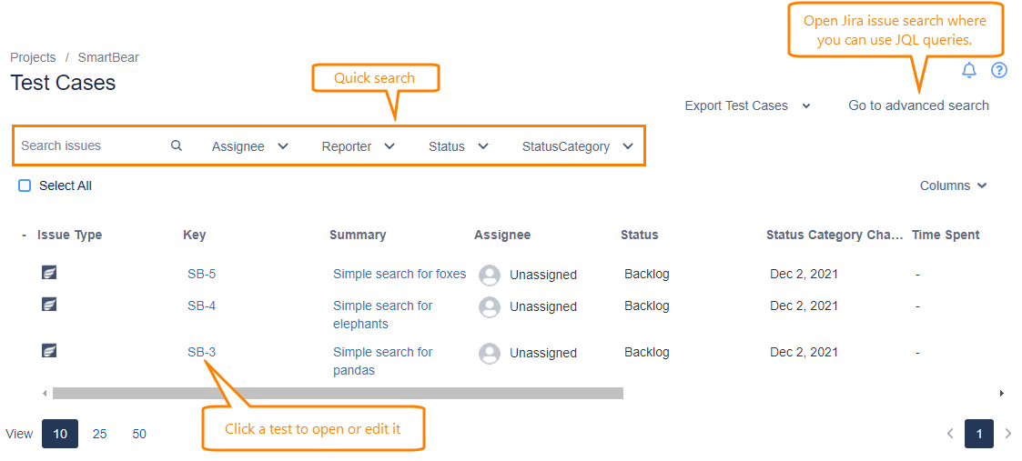 Test Cases UI